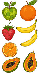 Isolated Fruit Set Illustration on Black Background Photo