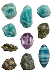 Isolated Gemstones On Black Background A Photo Of Crystals and Minerals