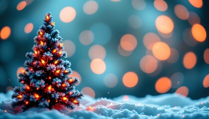 Magical Abstract Coniferous Tree with Shimmering Lights