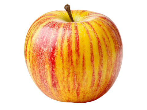 A single sunburst apple isolated on black background, Isolated On White Background, Png Transparent