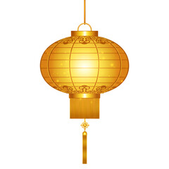 Isolated Gold Lantern Illustration With Transparent Background
