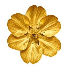 Isolated Gold Flower Illustration On Transparent Background Design