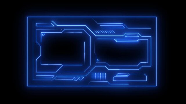 Abstract futuristic background of blue glowing digital numbers. sci f technology HUD picture frame. glowing neon border frame, 4k motion video.Digital neon HUD futuristic background. 4k video 