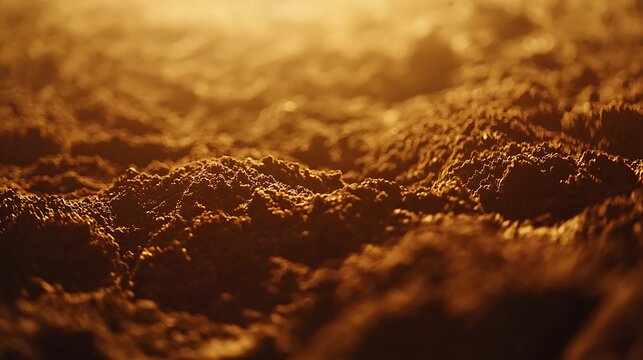 Fototapeta Dense clay soil shaped into a rounded mound, captured with zoom lens 135mm, soft natural lighting revealing smooth texture and compactness