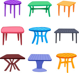 plastic table set cartoon vector illustration