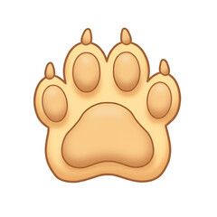 Isolated Golden Paw Print Illustration on Transparent Background