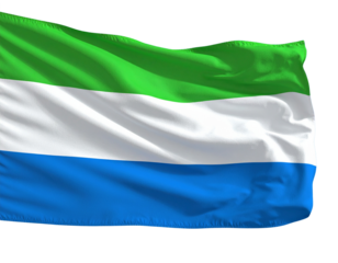 Waving Sierra Leone Flag with Realistic Fabric Texture, isolated on transparent background PNG
