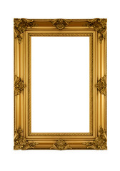Isolated Golden Frame on Transparent Background Antique Illustration