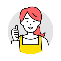 エプロン姿の女性のアイコン（グッド）
