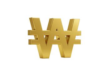 Isolated Golden Won Symbol Against a Transparent Background Abstract Illustration