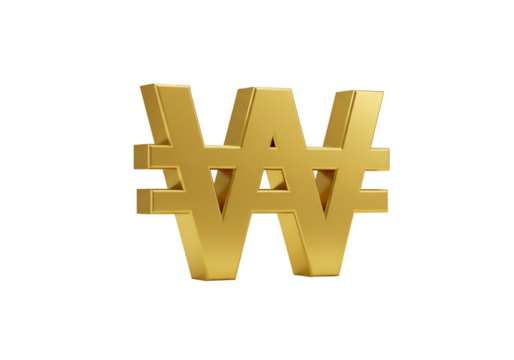 Isolated Golden Won Symbol Against a Transparent Background Abstract Illustration