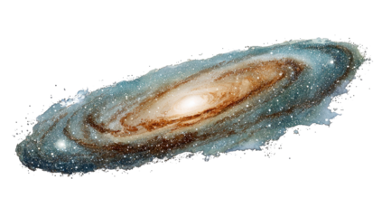 Spiral galaxy, vast and detailed, exhibiting swirling arms of  light and dark hues against a black void