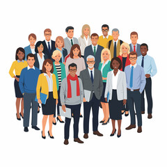 Fototapeta premium Flat illustration of a diverse group of business professionals standing