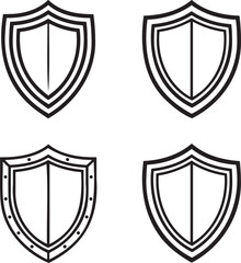 Set of Shield Outline vector illustration isolated On Transparent Background