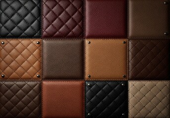 Fototapeta premium Collection of leather samples with different textures and patterns