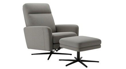 Fototapeta premium Isolated Gray Recliner Chair with Ottoman on a Transparent Background Photo