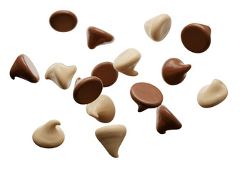 Isolated Photo of Assorted Chocolate Chips on Transparent Background