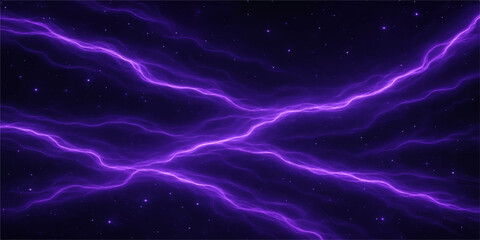 Blue electric lightning strikes through the night sky, illuminating the dark cosmos