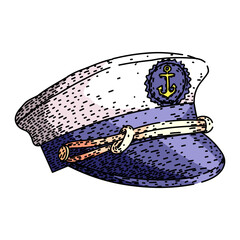 voyage sailor captain hat sketch hand drawn vector