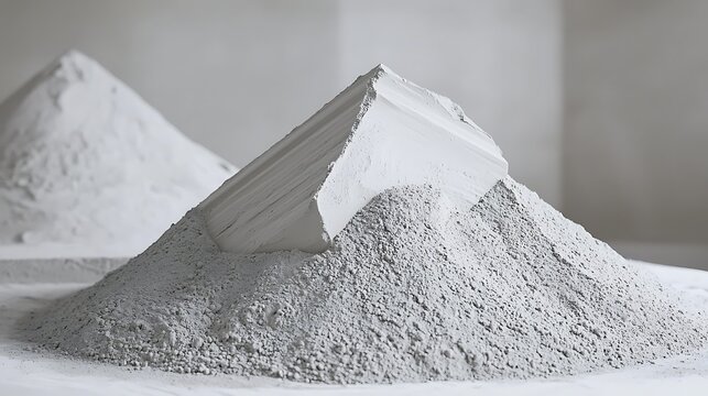 Fototapeta Clay soil shaped in mound form on white background captured with zoom lens 135mm, soft lighting accentuating smooth dense texture and compact form