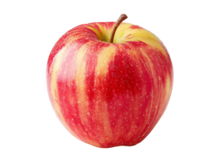 A single red and yellow apple isolated on black, Isolated On White Background, Png Transparent