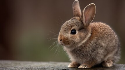 Naklejka premium Bunny Back. Cute Baby Rabbit in Adorable and Fluffy Easter Animal Fun