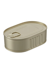Isolated Realistic Metallic Tin Can on Transparent Background 3D Illustration