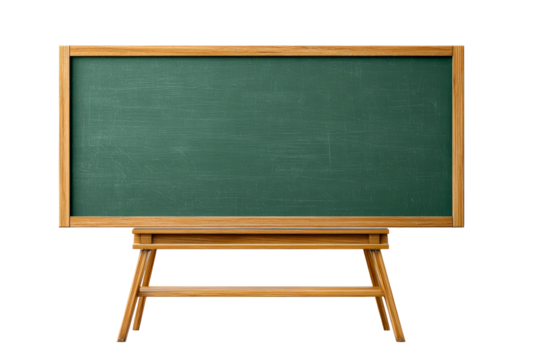 Green chalkboard on a wooden stand for classrooms