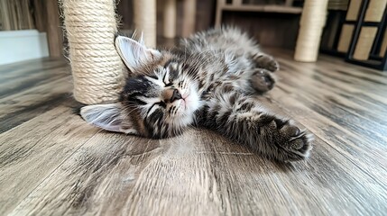 Studio image of relaxed cat lying down with soft natural lighting, 70-200mm lens used to capture plush fur and tranquil pose