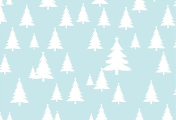 Delightful seamless pattern of minimalist white Christmas trees on a light blue background ,  minimalist,   holiday background
