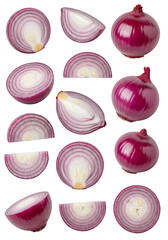 Isolated Photo of Red Onion Slices on Transparent Background for Culinary Use