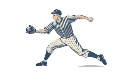 Naklejka premium Vintage baseball player catching ball vector illustration sports theme retro style design artwork graphic