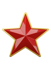 Isolated Red Star With Gold Border Illustration on Black Background