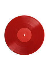 Isolated Red Vinyl Record On Black Background A Photo For Music