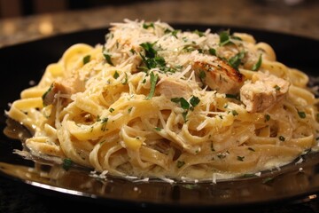 Chicken Alfredo Fettuccine: Delicious Homemade Pasta with Creamy Alfredo Sauce and Parmesan Cheese