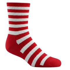 Isolated Sock Red And White Stripes Pattern Textile Illustration