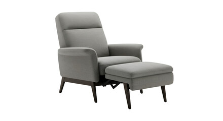 Isolated Modern Gray Armchair with Footrest Illustration