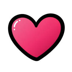 Isolated Pink Heart Illustration with Glossy Effect on Transparent Background