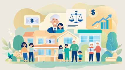 Real Estate Investment and Market Growth with Businessmen, Property Investors, Taxes, Retirement Funds, Roth IRA, Equity, Money, US Dollars, and Financial Planning for Wealth Building