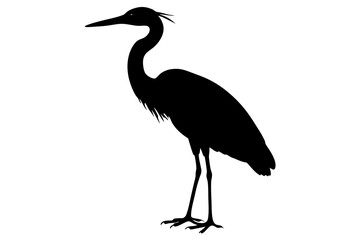 heron silhouette isolated, heron black vector