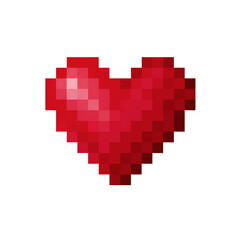 Obraz premium Isolated Pixelated Red Heart Illustration on Transparent Background