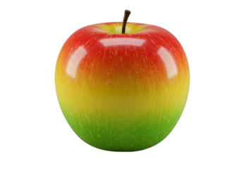 Isolated Realistic Apple with Red Yellow and Green Hues and Black Background