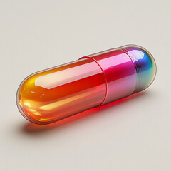Rainbow Pill Isolated on Pure White Background for Pharmaceutical Concept