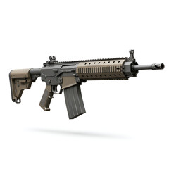 Photo of Modern Rifle Weapon Displayed Isolated on White Background