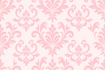 Elegant pink damask pattern seamless floral background