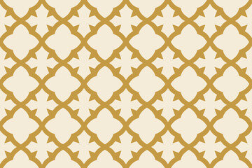 Fototapeta premium Elegant gold quatrefoil pattern on a cream background