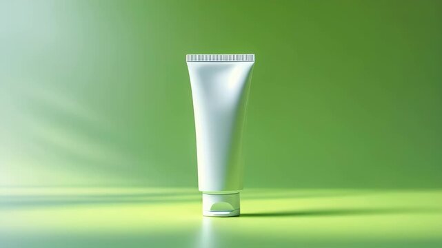 video of White toothpaste tube mockup displayed against a green background