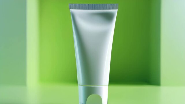 video of White toothpaste tube mockup displayed against a green background