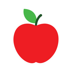 Watercolor apple in red tones with white background for fruit snack or school themes