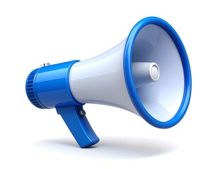 3D illustration of a blue megaphone